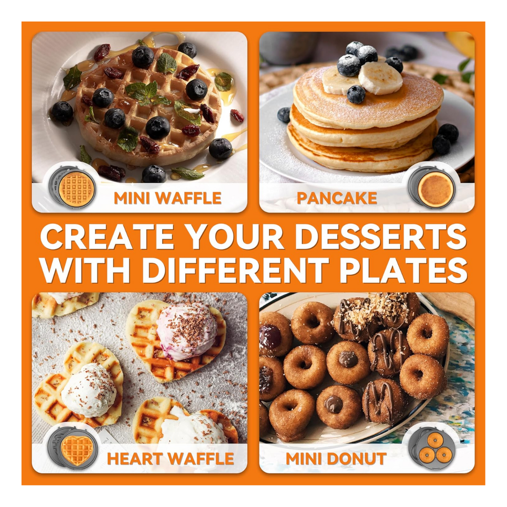 Mini waflera antiadherente 3 en 1